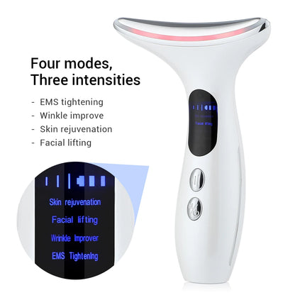 Neck Beauty Device EMS Microcurrent Chin Facial Lifting LED Firming Rejuvenation Anti Wrinkle Skin Care Face Massager