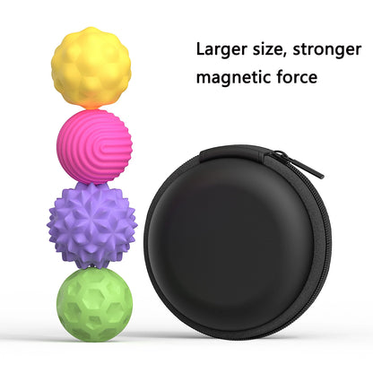 New Stress-Relief Magnetic Ball Toy Durable Rubber Fidget Spinner Toy Multicolor Novelty Relax Gadget for Adults and Youngsters