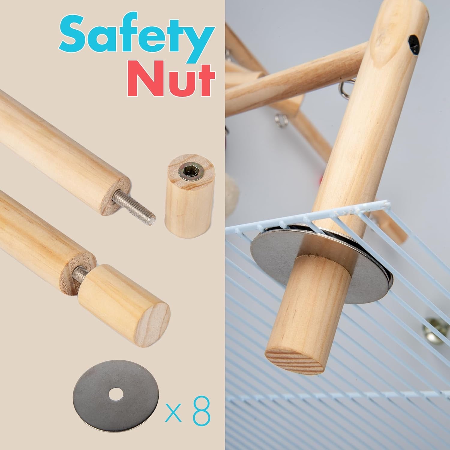 Small Bird Playground for Top of Cage Tree Bird Stands for Parrots Bird Play Ground - outside Bird Cage Toys - outside Bird Cage Accessories - Top Bird Cage Perch Cockatiel Playground (White, Small)