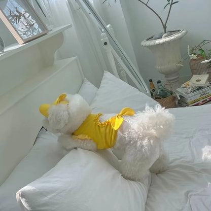 Pet Spring/Summer Love Hollow Tank Top Sunshade Hat Small Medium Sized Cat/Dog Clothes Set T-shirt Tank Top Hat Puppy Clothes