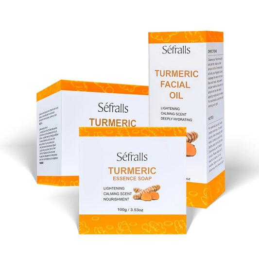 Séfralls Turmeric Skincare SetBlemish & Wrinkle Face SerumDeep CleansingBrightening & MoisturisingTurmeric SoapAnti Wrinkle