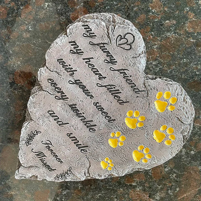 Personalized Pet Memorial Stone Custom Dog Name Heart Shaped Paw Print Grave Marker for Cat Dog Memorial Tombstone Pet