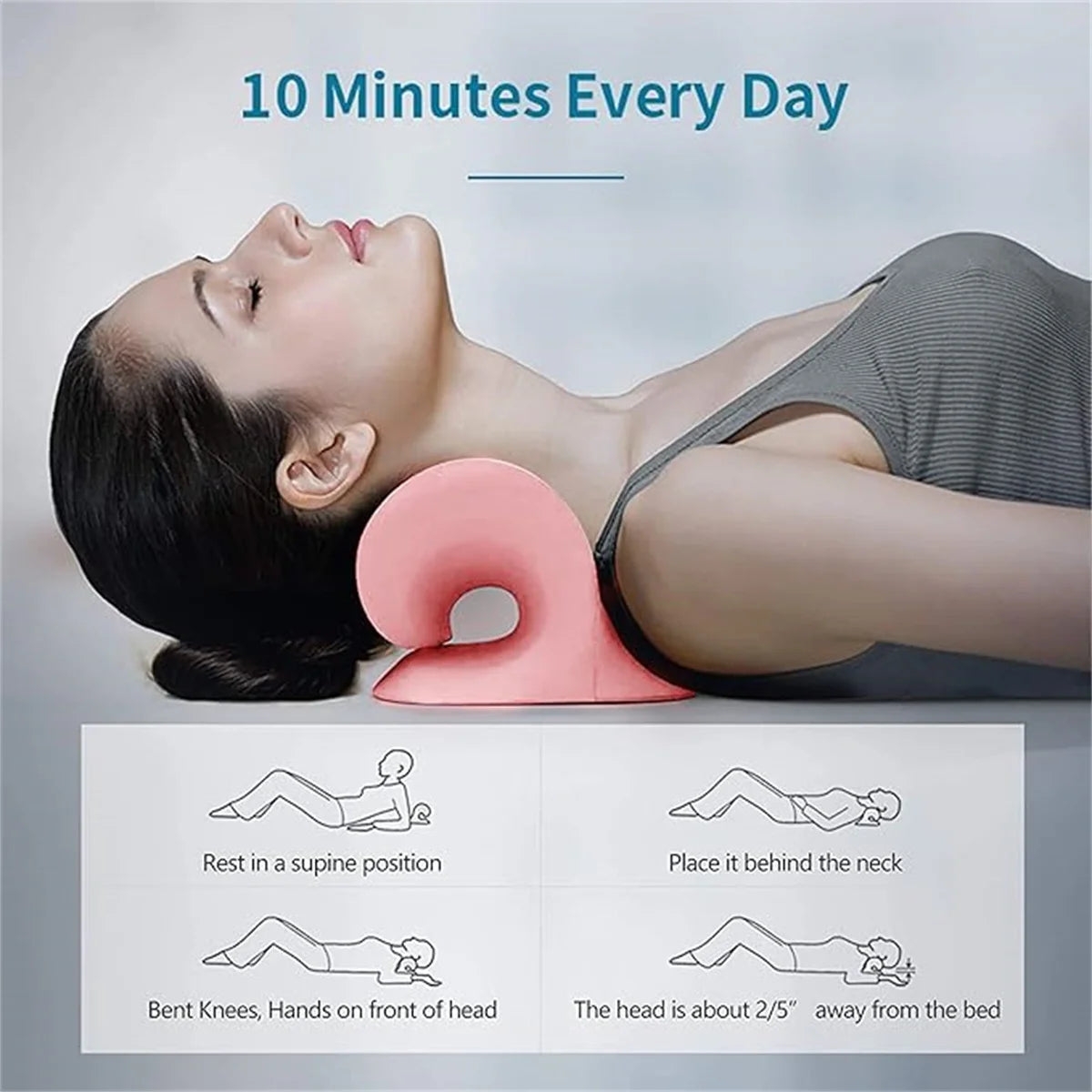 C-Type Neck Shoulder Relaxer Cervical Spine Stretch Muscle Relaxation Traction Device Massage Pillow Correction Chiropractic
