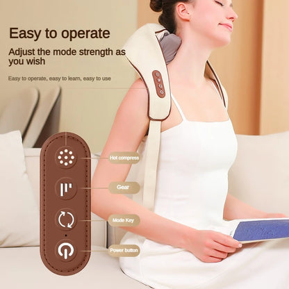 Neck Massager with low Heat Back Shoulder Massager Area Coverage Bionic kneading Wireless Massage
