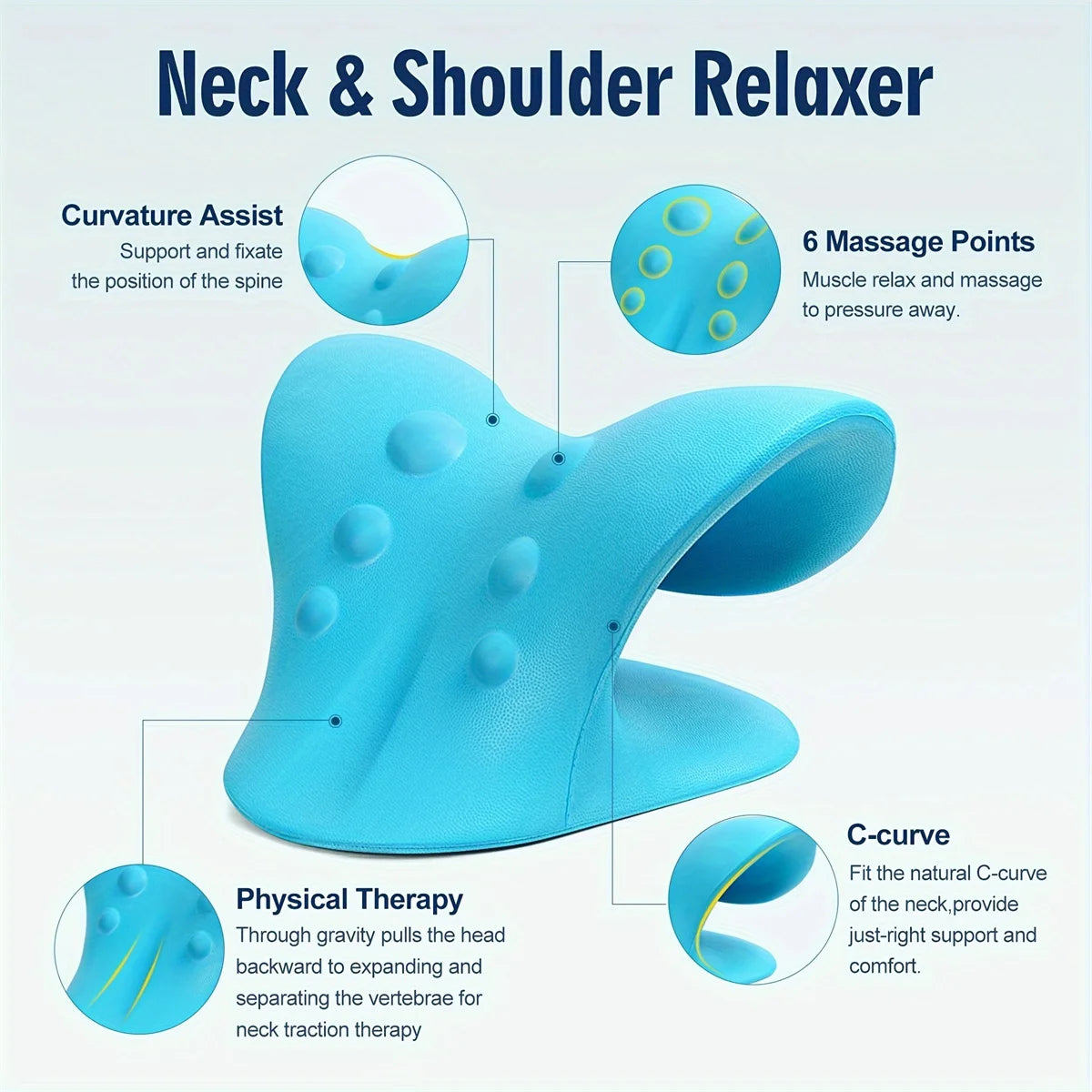 C-Type Neck Shoulder Relaxer Cervical Spine Stretch Muscle Relaxation Traction Device Massage Pillow Correction Chiropractic
