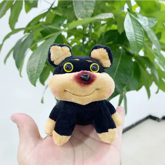 Cartoon Bee Dog Doll Keychain with Hat Plush Bee Puppy Bag Pendant Fashion with Apron Bee Dog Keyring Bag Pendant