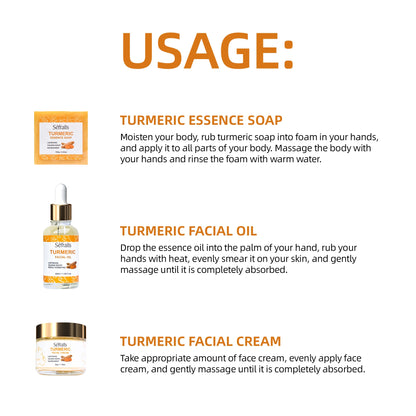 Séfralls Turmeric Skincare SetBlemish & Wrinkle Face SerumDeep CleansingBrightening & MoisturisingTurmeric SoapAnti Wrinkle