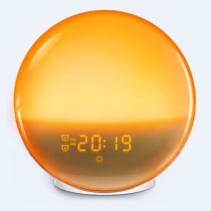 Sunrise Sunset Simulation Awakening Alarm Clock with Colorful Atmosphere Light and FM Radio Function.Relaxed Natural Sound Tunes