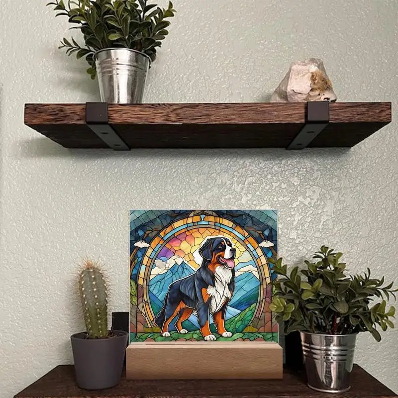 Stained Acrylic Dog Panel Decoration Sun Catcher Pet Memorial Decoration Sun Catcher Pet Memorial Decoration Handcrafted Dog Sun