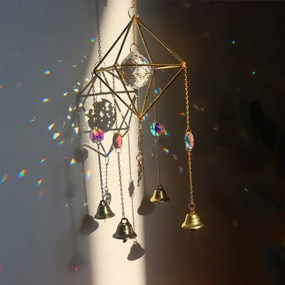 Star Moon Crystal Sun Catcher Bohemian Rainbow Maker Wind Chime  Home Outdoor Garden Hanging Ornament Window Decoration New In