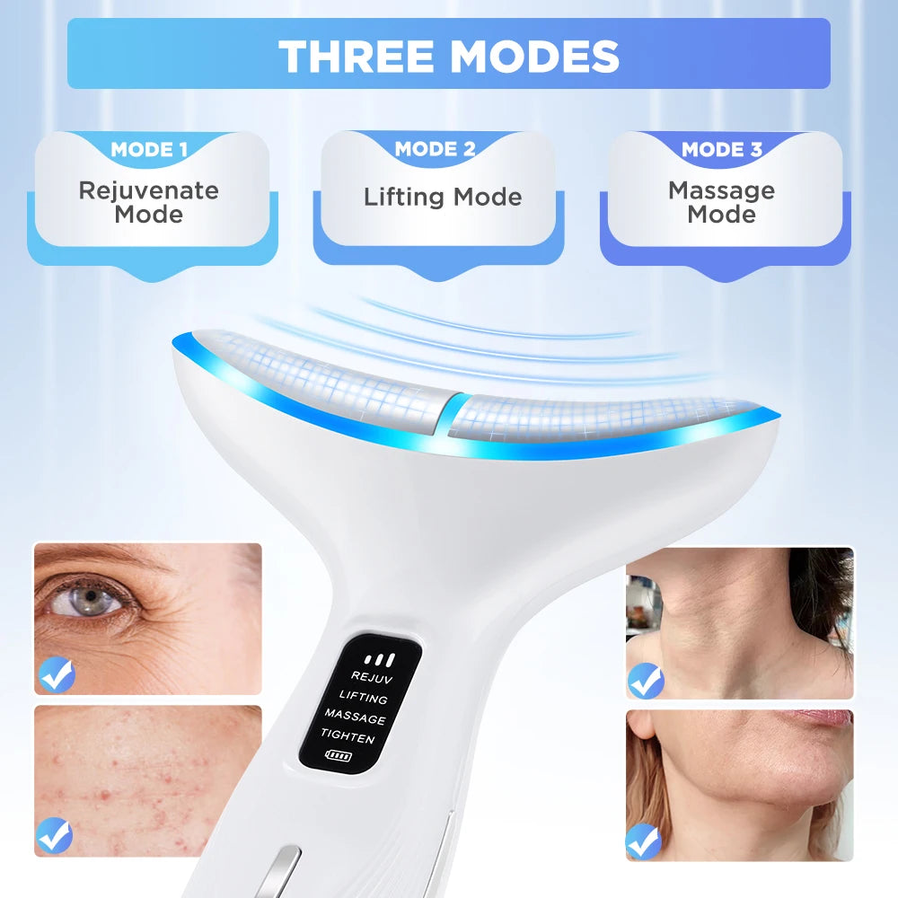 Neck Face Beauty Device EMS Vibration Massage for Face & Neck Care LED Photon Home Use Beauty Device Face Lifting Machine