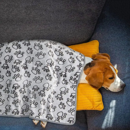 Warm Fluffy Dog Blanket Paw Pattern Soft Pet Calming Blanket Large Size Washable Cat Cover Blanket Puppy