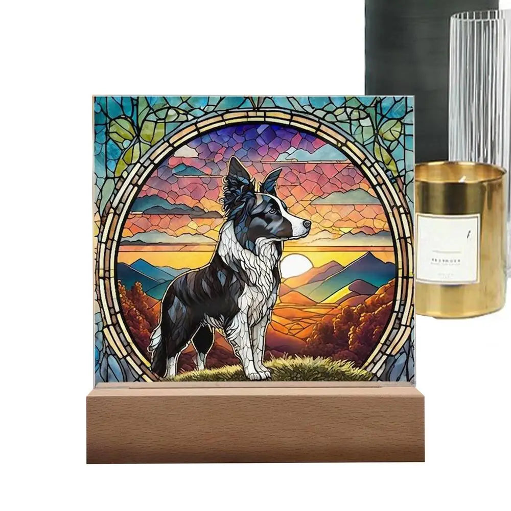 Stained Acrylic Dog Panel Decoration Sun Catcher Pet Memorial Decoration Sun Catcher Pet Memorial Decoration Handcrafted Dog Sun