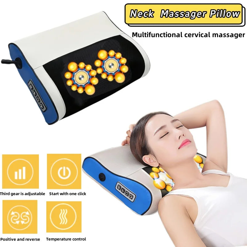 Multi Functional Neck and Shoulder Massager Household Neck and Back Kneading Tool with Multiple Adjustable Hot Compress Massage
