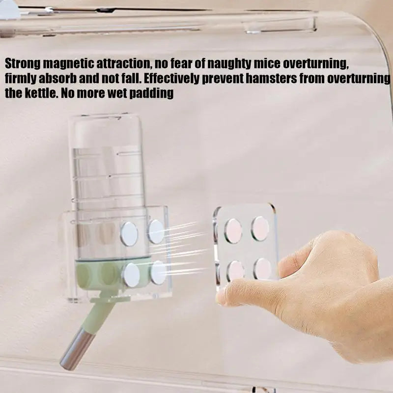 Hamster Water Bottle Stand Acrylic Transparent Feeder Bracket For Squirrels Leakproof Hamster Water Bottle Magnetic Holder
