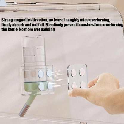 Hamster Water Bottle Stand Acrylic Transparent Feeder Bracket For Squirrels Leakproof Hamster Water Bottle Magnetic Holder