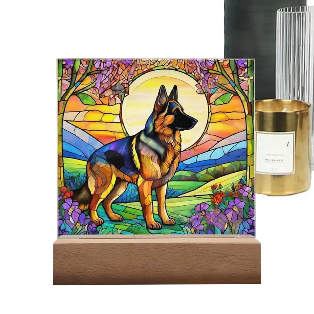 Stained Acrylic Dog Panel Decoration Sun Catcher Pet Memorial Decoration Sun Catcher Pet Memorial Decoration Handcrafted Dog Sun