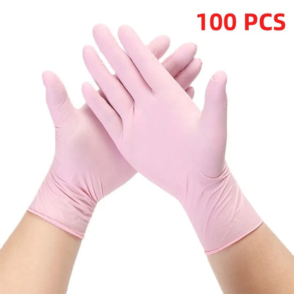20/50/100PCS Pink Nitrile Gloves Disposable Latex Gloves Powder Free for Household Cleaning Beauty Salon Working Kitchen Gloves