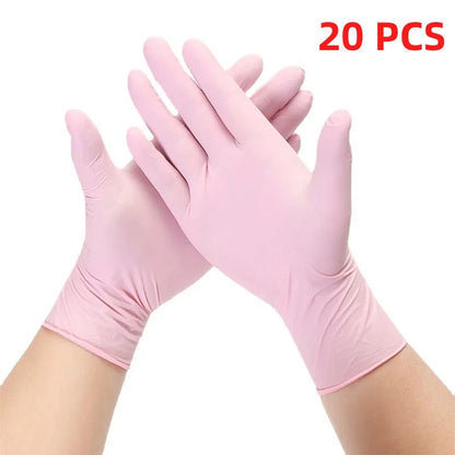 20/50/100PCS Pink Nitrile Gloves Disposable Latex Gloves Powder Free for Household Cleaning Beauty Salon Working Kitchen Gloves