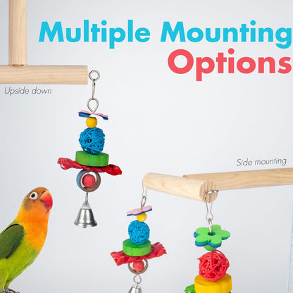 Small Bird Playground for Top of Cage Tree Bird Stands for Parrots Bird Play Ground - outside Bird Cage Toys - outside Bird Cage Accessories - Top Bird Cage Perch Cockatiel Playground (White, Small)