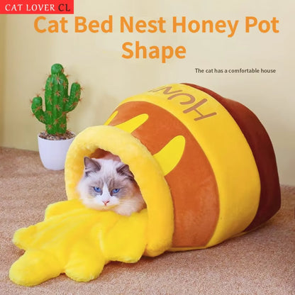 Cat bed house pet accessories, all-season sewn mat, cat cushion basket honey jar-shaped pet products, for small cats.