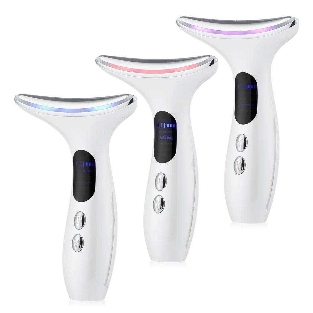 Neck Beauty Device EMS Microcurrent Chin Facial Lifting LED Firming Rejuvenation Anti Wrinkle Skin Care Face Massager