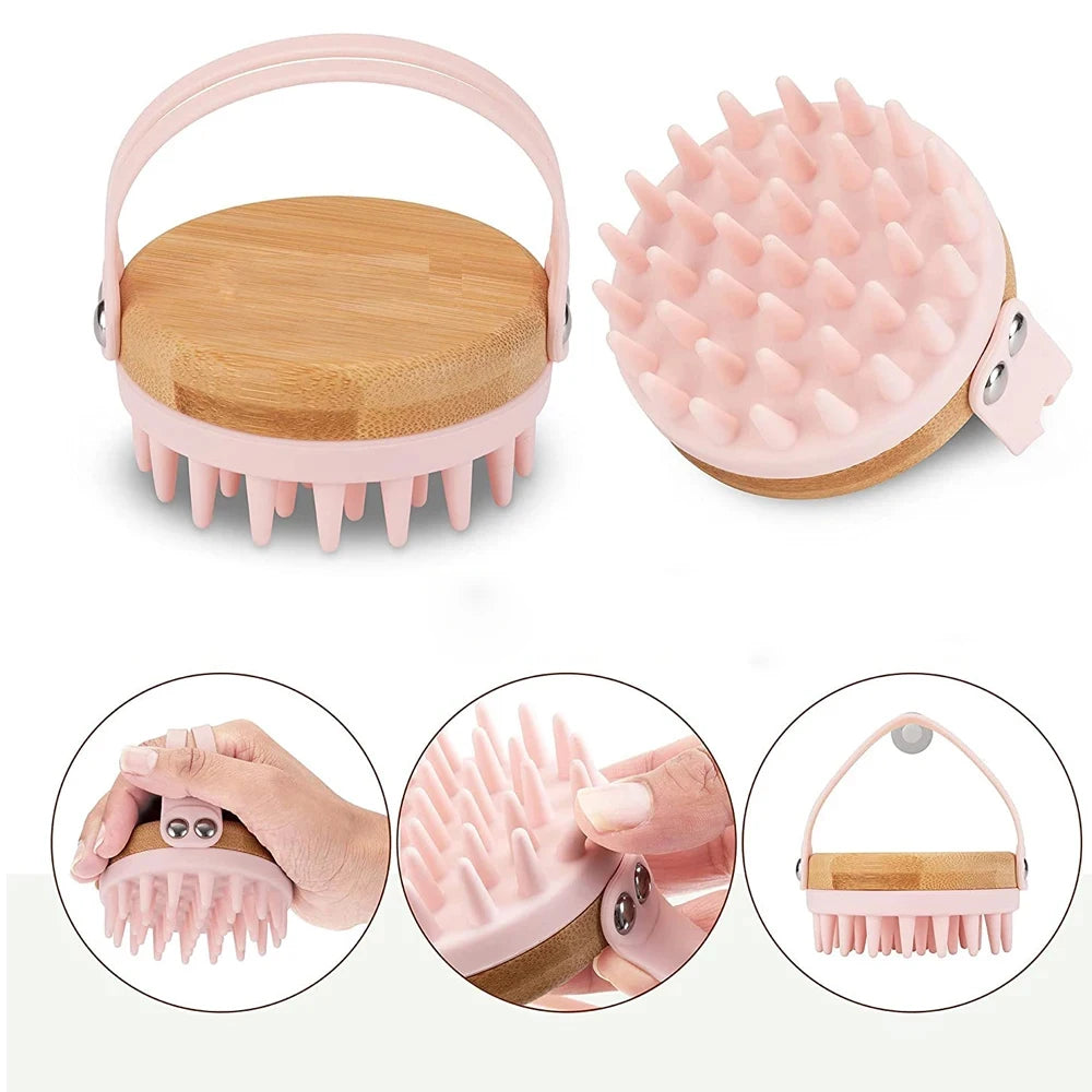 New Scalp Massager Brush Wooden Wet and Dry Hair Scalp Care Brush Brush Scalp Scrubber Exfoliator Body Massager