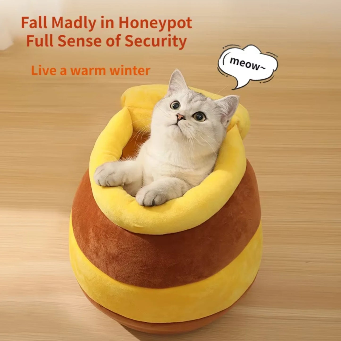 Cat bed house pet accessories, all-season sewn mat, cat cushion basket honey jar-shaped pet products, for small cats.