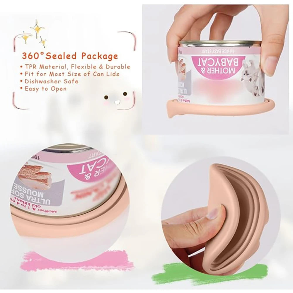 Pet Food Can Lid Silicone Universal Size Cat/Dog Can Storage Lid Dishwasher Easy To Clean Reusable Fully Covered Sealed Fresh