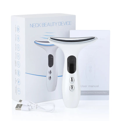Neck Beauty Device EMS Microcurrent Chin Facial Lifting LED Firming Rejuvenation Anti Wrinkle Skin Care Face Massager