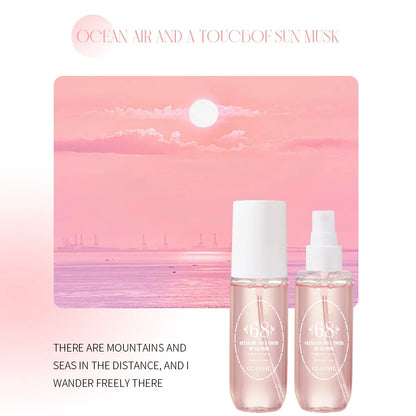 Natural alcohol-free and low-allergen liquid perfume spray that can be used on hair body and clothing Water-based natural oil