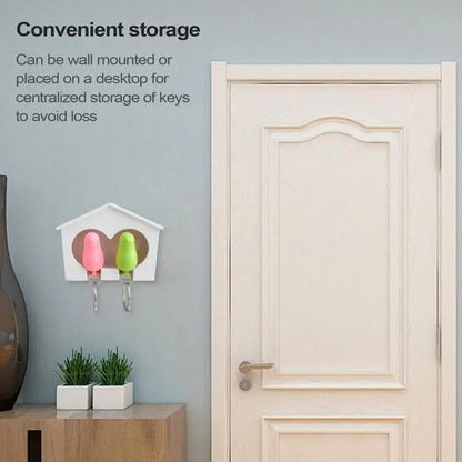 Key Holder Wall Mount Bird House Whistle Key Holder Housewarming Celebration Romantic Hook with 2 Rings for Living Room Bedroom