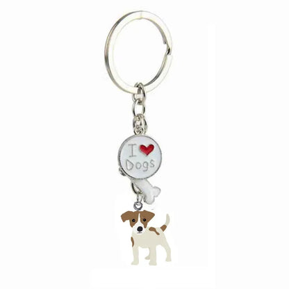 Jack Russell Terrier Keychain For Women Men Bulldog Shepherd Dog Pendant Key Ring Pet Jewerly Friends Christmas Gift llavero