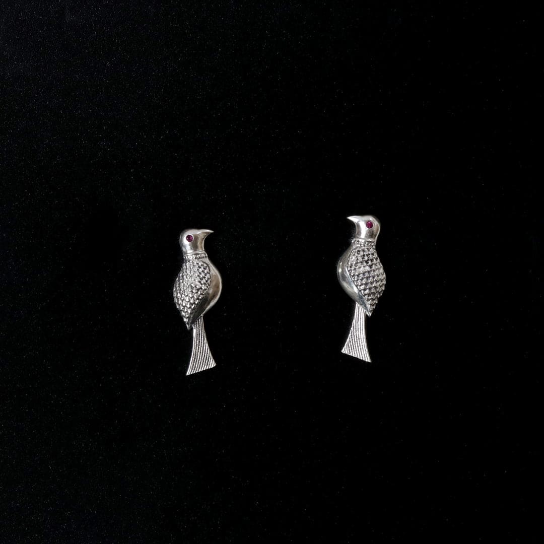 Carved Bird Earrings-1