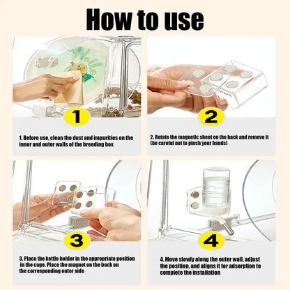 Hamster Water Bottle Stand Acrylic Transparent Feeder Bracket For Squirrels Leakproof Hamster Water Bottle Magnetic Holder