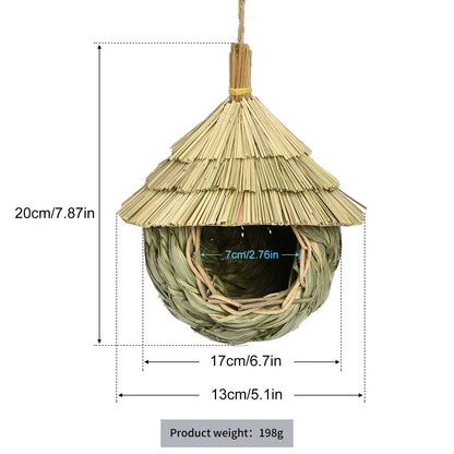 Straw Bird Nest Hanging Pet Bird House Bird Nest for Parrot Starling Canary Lovebird Parakeet Handmade Honeycomb Shape Bird Nest