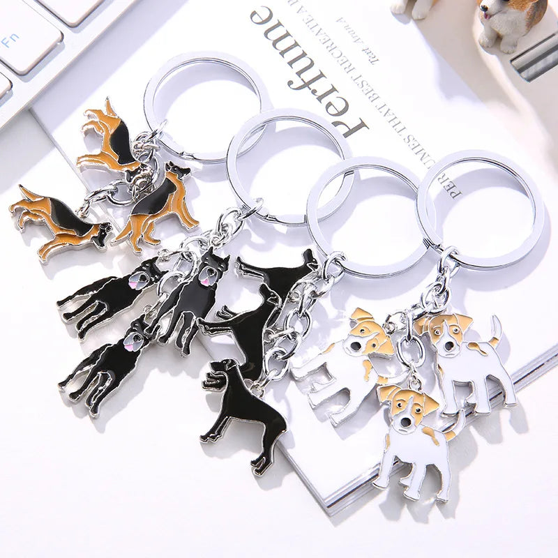 Jack Russell Terrier Keychain For Women Men Bulldog Shepherd Dog Pendant Key Ring Pet Jewerly Friends Christmas Gift llavero