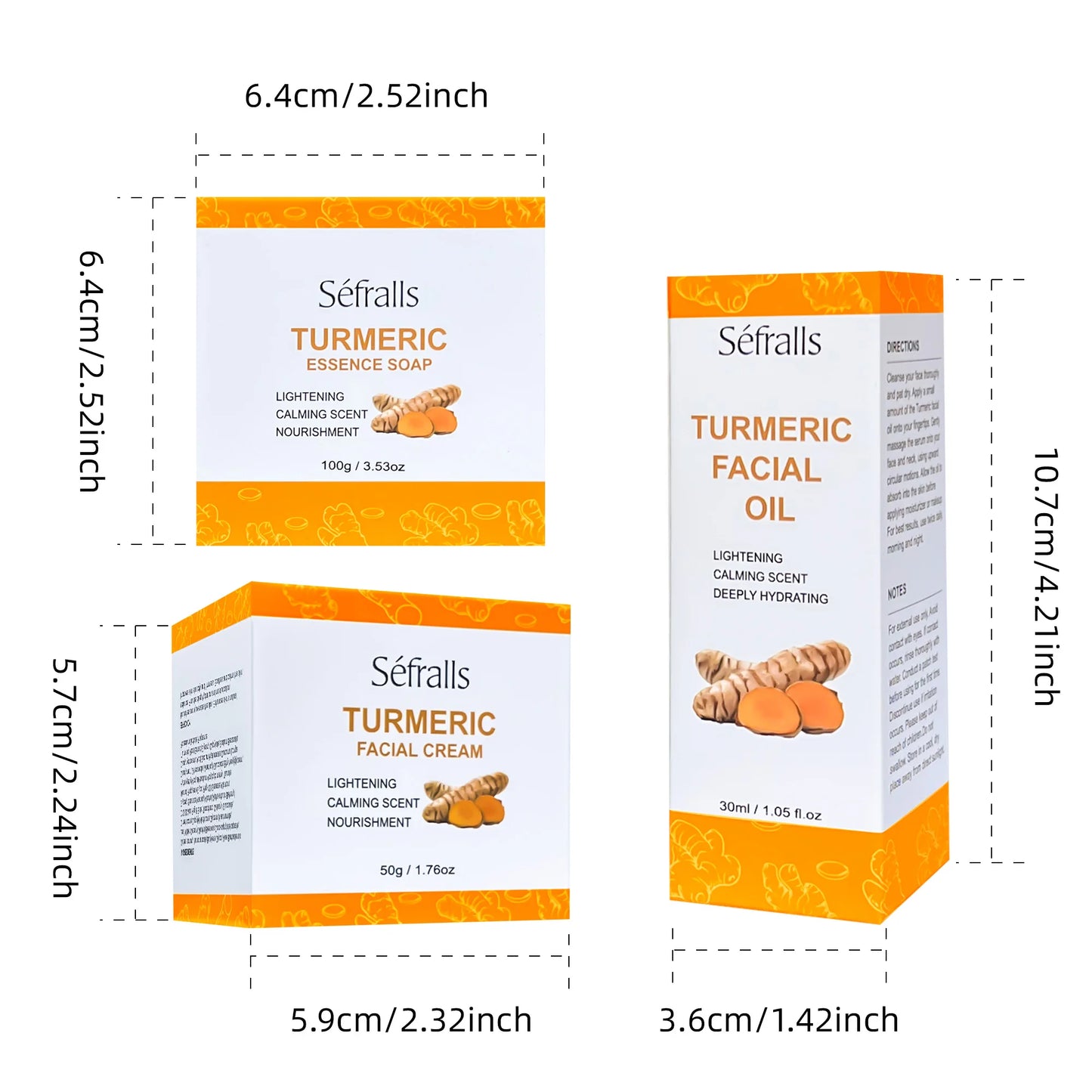 Séfralls Turmeric Skincare SetBlemish & Wrinkle Face SerumDeep CleansingBrightening & MoisturisingTurmeric SoapAnti Wrinkle