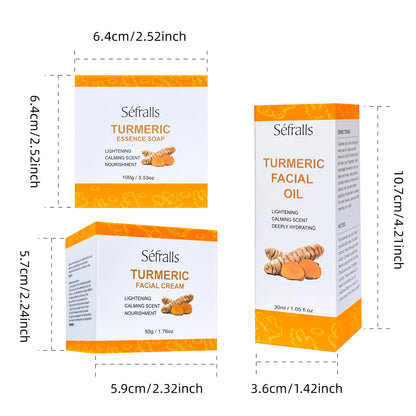 Séfralls Turmeric Skincare SetBlemish & Wrinkle Face SerumDeep CleansingBrightening & MoisturisingTurmeric SoapAnti Wrinkle