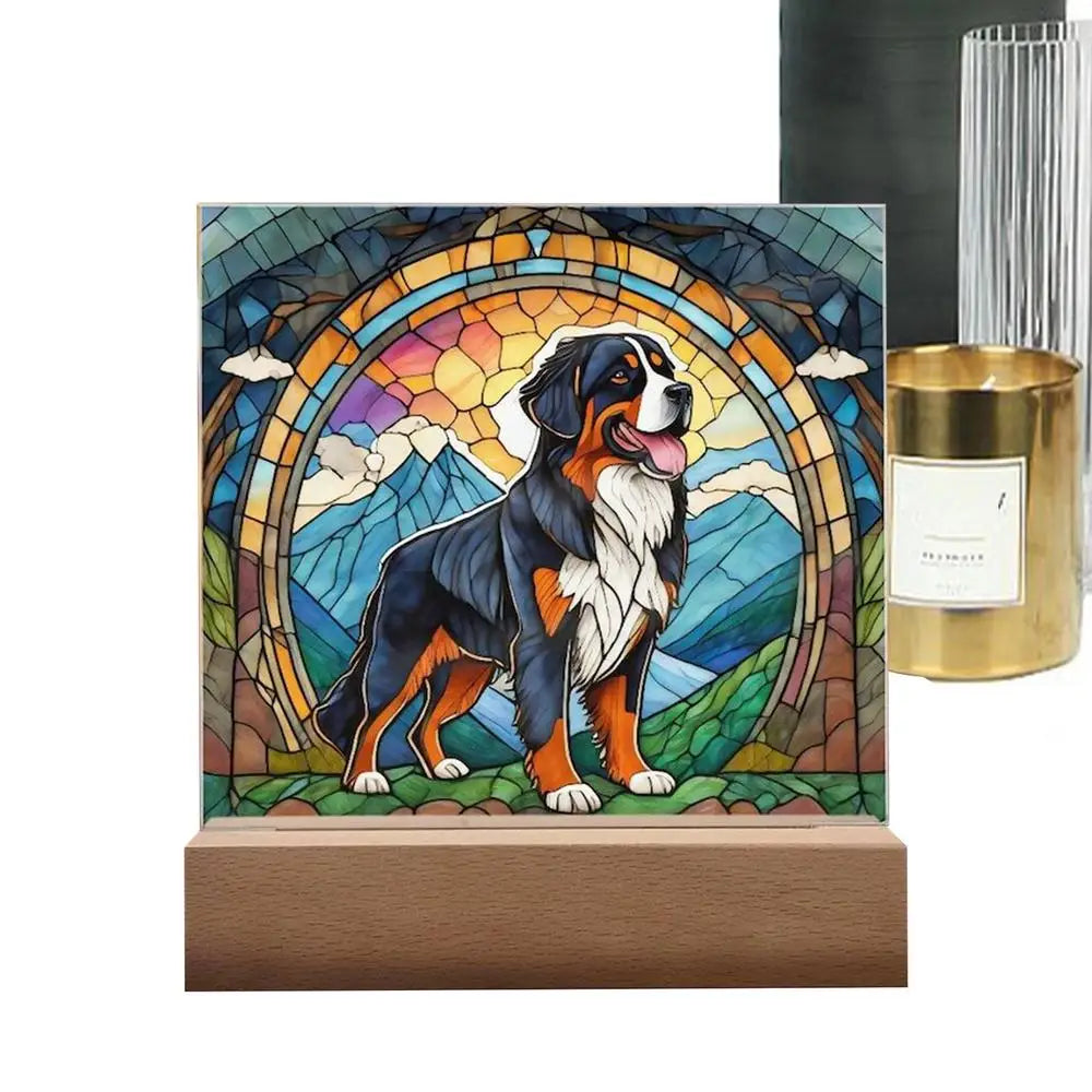 Stained Acrylic Dog Panel Decoration Sun Catcher Pet Memorial Decoration Sun Catcher Pet Memorial Decoration Handcrafted Dog Sun