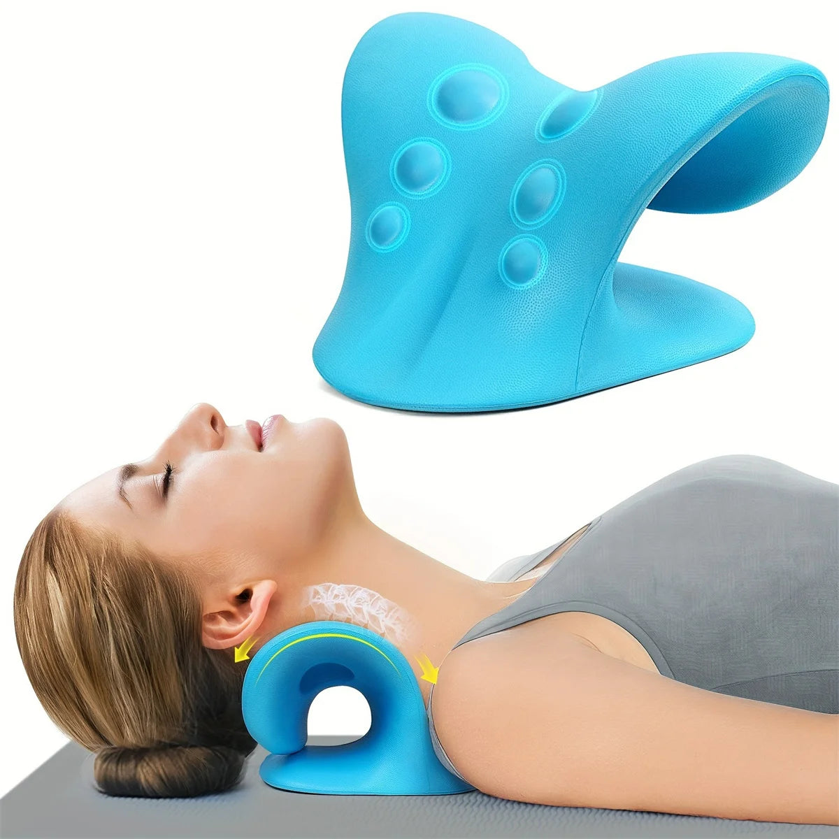 C-Type Neck Shoulder Relaxer Cervical Spine Stretch Muscle Relaxation Traction Device Massage Pillow Correction Chiropractic
