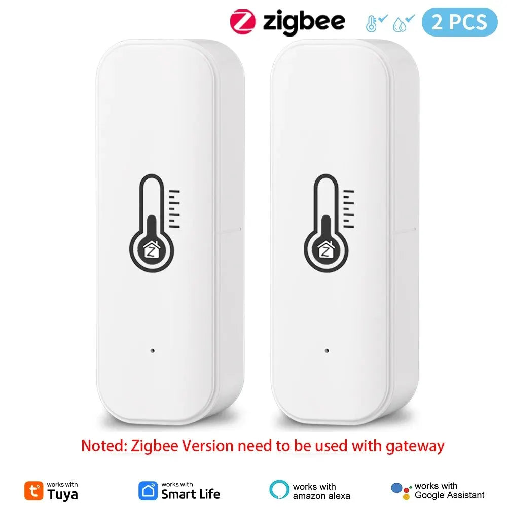 Tuya Zigbee or WiFi Temperature Humidity Sensor Home Connected Thermometer Compatible With Smart Life Alexa Google Assistant