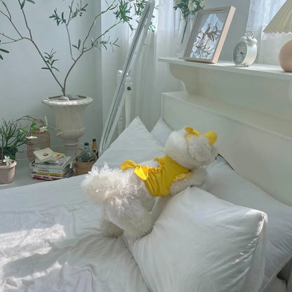 Pet Spring/Summer Love Hollow Tank Top Sunshade Hat Small Medium Sized Cat/Dog Clothes Set T-shirt Tank Top Hat Puppy Clothes