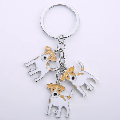 Jack Russell Terrier Keychain For Women Men Bulldog Shepherd Dog Pendant Key Ring Pet Jewerly Friends Christmas Gift llavero
