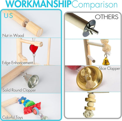 Small Bird Playground for Top of Cage Tree Bird Stands for Parrots Bird Play Ground - outside Bird Cage Toys - outside Bird Cage Accessories - Top Bird Cage Perch Cockatiel Playground (White, Small)