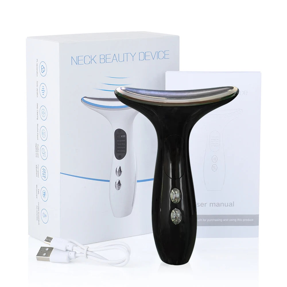 Neck Beauty Device EMS Microcurrent Chin Facial Lifting LED Firming Rejuvenation Anti Wrinkle Skin Care Face Massager