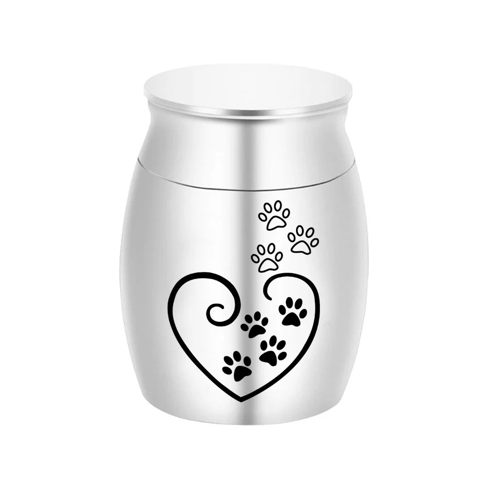 Cremation Ashes Holder Urn for Pet Ashes Paw Print Cat Dog Ashes Memorial Keepsake Aluminium alloy Waterproof Decorative Urns