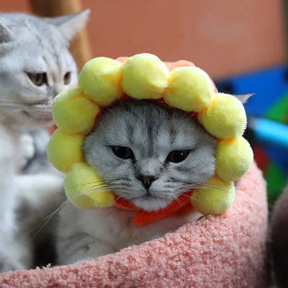 Funny Hat for Cat Sunflower Christmas Costume Pet Hat Halloween Cosplay Keep Warm Headwear Dogs Hats Puppy Accessories for Cats