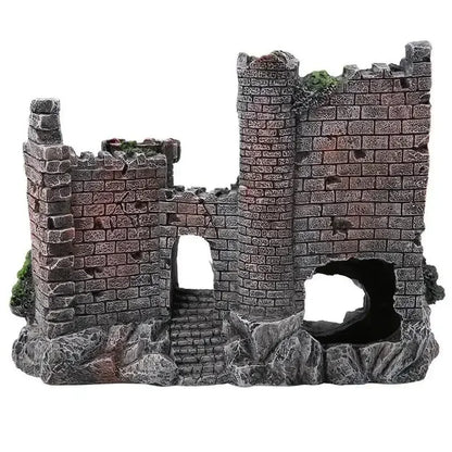 Aquarium Landscaping Resin Retro Castle Decoration Fry Shrimp Shelter Cave Fish Tank Mini Castle Ruins Ornaments Aquarium Decor