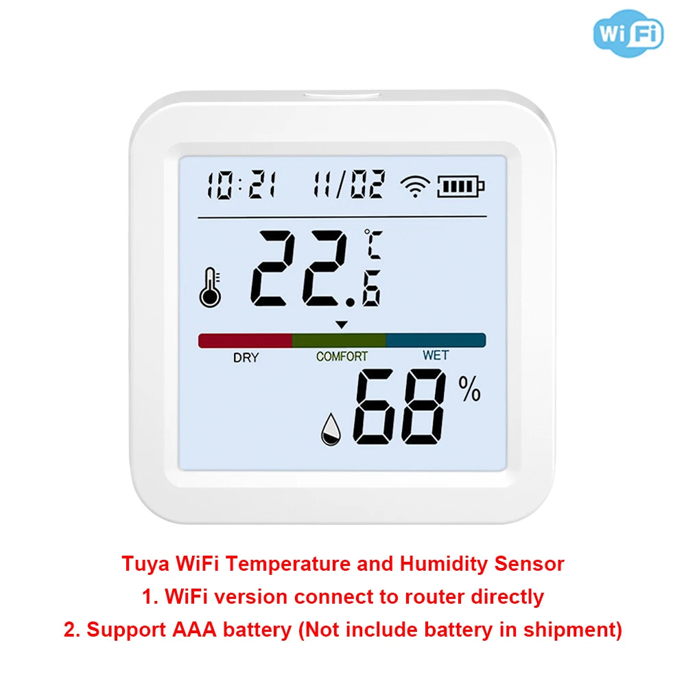 Tuya Zigbee or WiFi Temperature Humidity Sensor Home Connected Thermometer Compatible With Smart Life Alexa Google Assistant